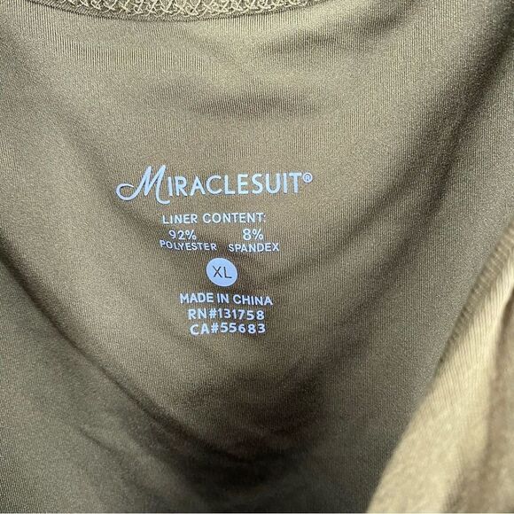 Miraclesuit Khaki Draped Women's Shaping Ruched Brooch Top size Xl 2 Pieces - Picture 2 of 3